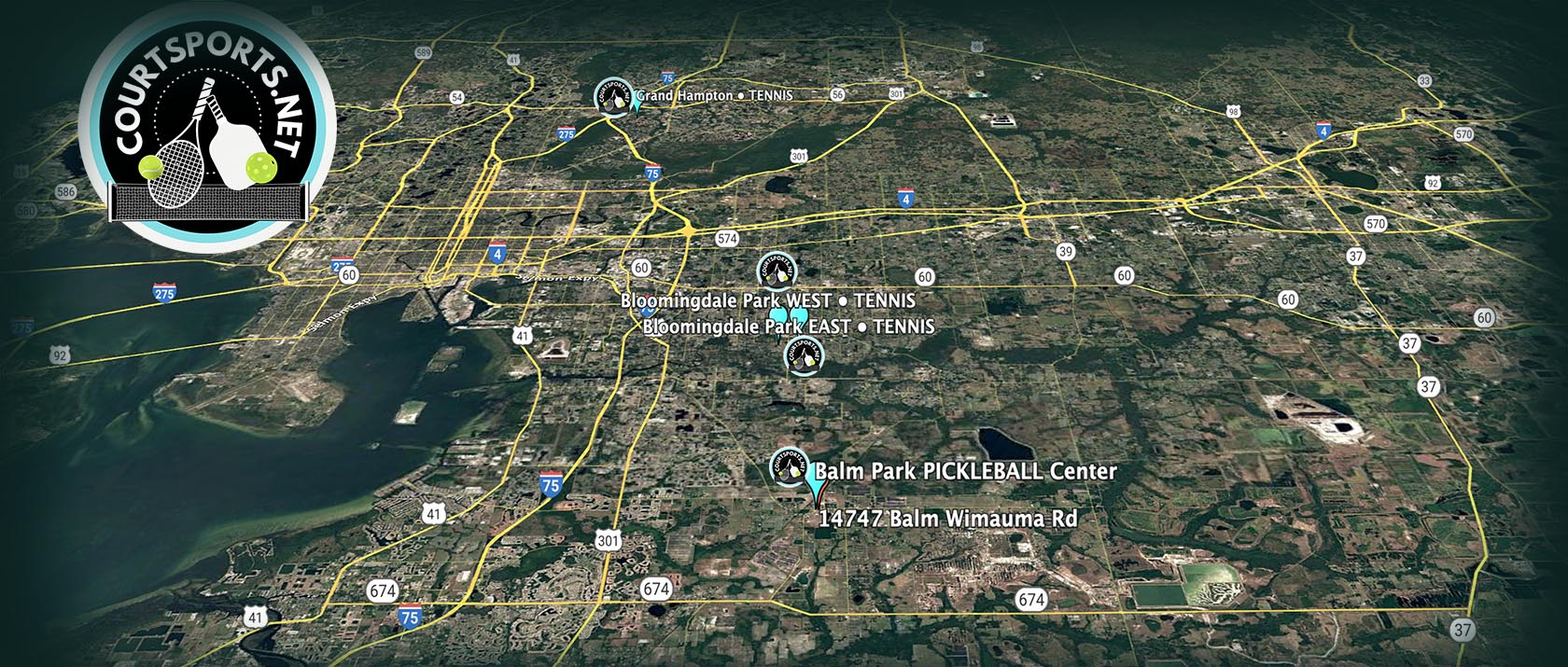 Map to Adult Tennis and Pickleball Lessons at Plantation Golf and Country Club, Venice, FL